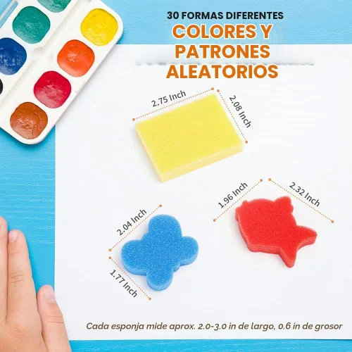 Vista 2 de LEOBRO 30 esponjas para pintar, aplicadores de pintura de esponja de forma, esponjas de pintura para manualidades, sellos de esponja de espuma