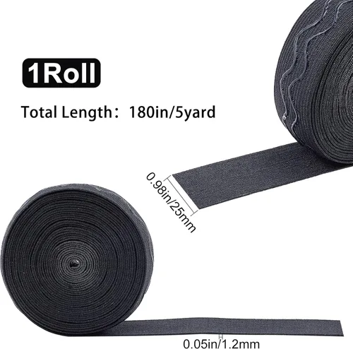 Vista 2 de GORGECRAFT Cinta elástica de silicona antideslizante de 5 yardas de 1 pulgada de ancho, banda de agarre elástica de goma, correas elásticas
