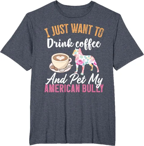Vista 23 de I Just Want to Drink Coffee and Pet My American Bully Camiseta, Negro, S