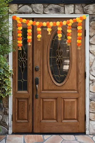 Vista 2 de Juego de guirnaldas de flores artificiales Toran para colgar en la puerta, juego de guirnaldas de flores esponjosas para puerta, bandanwar