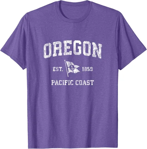 Vista 11 de Oregon Vintage barco ancla bandera diseño de West Coast Retro Tee, hombre S, Arándano
