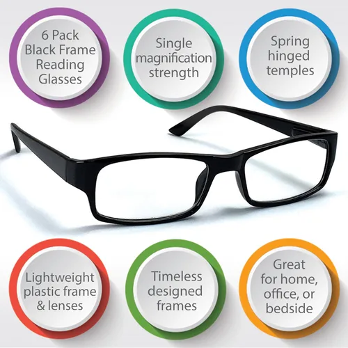 Vista 2 de Boost Eyewear Reading Glasses, Traditional Black Frames, with Spring Loaded Hinges