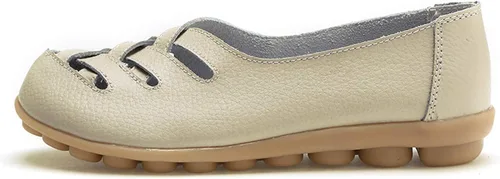 Vista 2 de VenusCelia Mocasines planos para caminar con nidos trenzados para mujer Beige