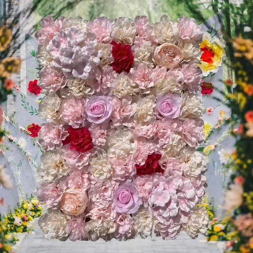 Vista 7 de 20 paneles de pared de flores artificiales, telón de fondo floral de 24 x 16 pulgadas, decoración de pared de flores, panel de pared de flores