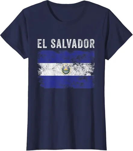 Vista 13 de Bandera de El Salvador envejecido - Hombres Mujeres - Camiseta de la bandera salvadoreña, Negro