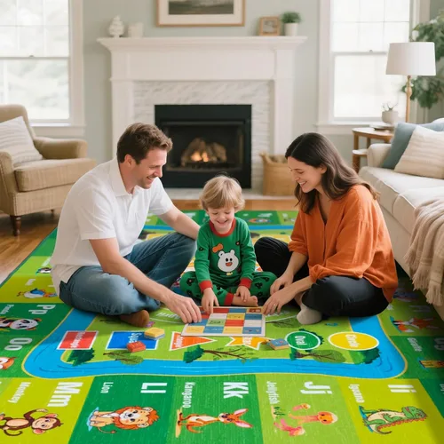 Vista 6 de Alfombra ABC de 5' x 7', Alfombras para Niños para Sala de Juegos, Aula, Dormitorio, Tapete de Juego de Aprendizaje Educativo con Alfabeto