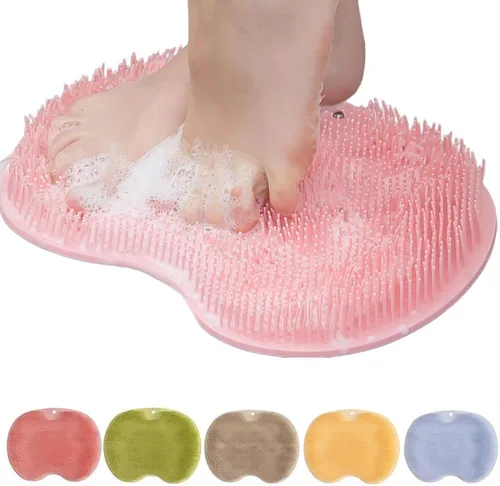 Vista 9 de Alfombrilla de silicona para pies de ducha, limpiador mejorado de pies con ventosas para montar en la pared, almohadilla de limpieza mejorada