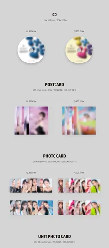 Vista 3 de EL7Z UP 7+UP Contenido del primer mini álbum+tarjeta fotográfica+pegatina+seguimiento sellado ELZZ UP (conjunto estándar (Queen+Puzzle))