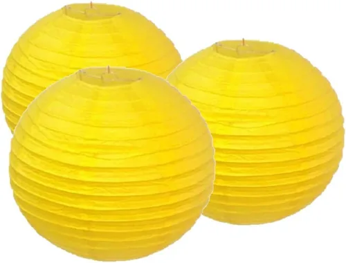 Vista 11 de Paquete de 3 linternas redondas de papel para decoración de boda y fiesta de cumpleaños (azul bebé, 4 pulgadas/3.9 in)