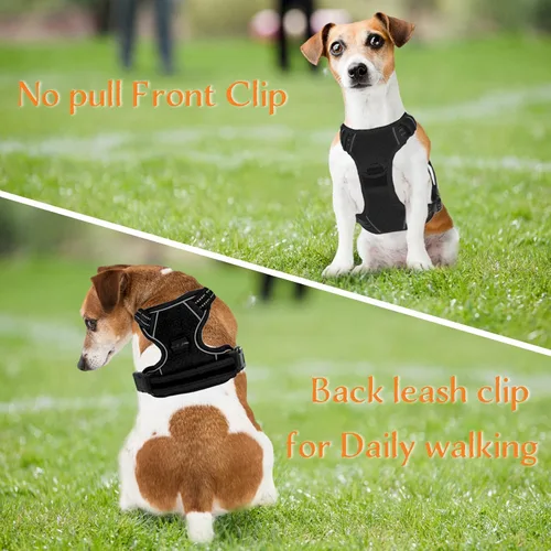 Vista 3 de Arnés sin tirones para perros pequeños, medianos y grandes, chaleco reflectante ajustable para mascotas con clip frontal acolchado para cachorros