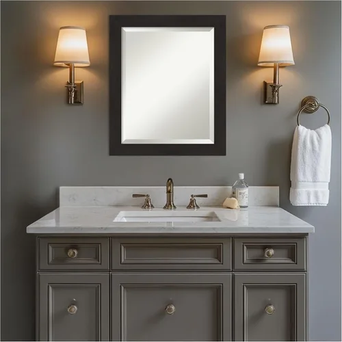 Vista 8 de Amanti Art 24x20 Bathroom Vanity Mirror, Furniture Espresso Narrow Frame, Rectangular Wall Mirror, Beveled Edge, Hangs Horizontally or Vertically