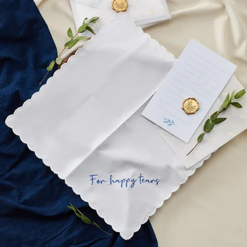 Vista 4 de Regalos para madre de la novia, lágrimas felices, pañuelo de boda, algo azul para la novia en la boda
