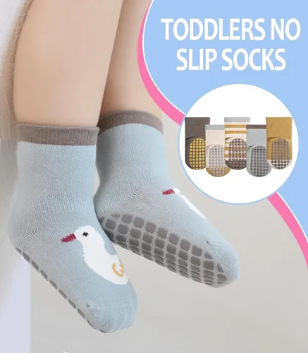Vista 2 de Calcetines antideslizantes para bebés, calcetines antideslizantes con agarres, calcetines de algodón para niñas y niños