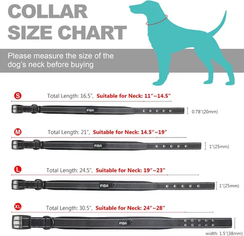Vista 7 de Fida Juego de collar de perro de 14.5 a 19 pulgadas con correa de perro de 5 pies, juego de correa y collar resistente para perros medianos