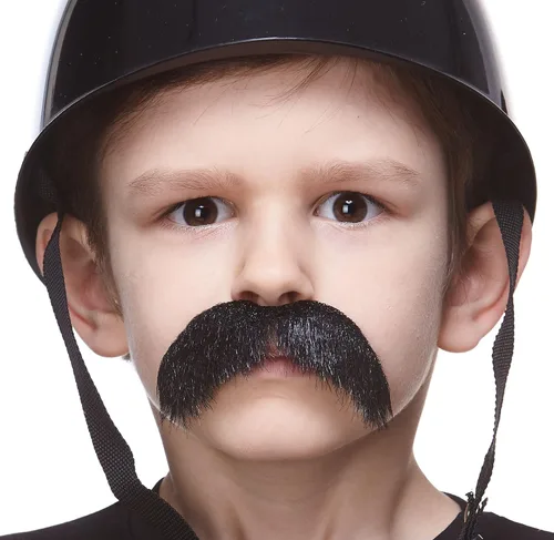 Vista 2 de Mustaches Bigote falso, autoadhesivo, novedad, pelo falso facial de morsa pequeña, accesorio de disfraz para niños, color negro brillante