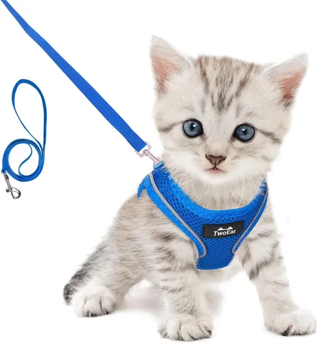 Vista 9 de TwoEar Arnés de gato a prueba de escape, suave chaleco ajustable para perro, de malla transpirable, chaqueta reflectante de fácil control para Negro