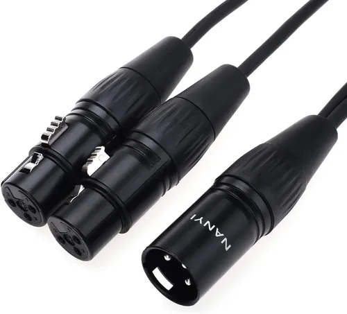 Vista 14 de NANYI XLR cable de micrófono macho a macho, cable de conexión de 3 pines, 1.6 pies 3-pin XLR male to male patch cable; 1.6ft; 25AWG OFC; copper
