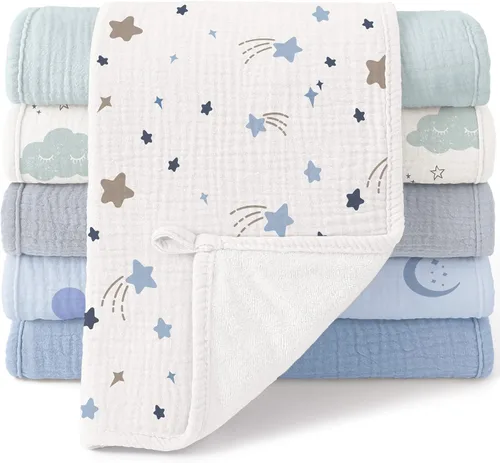 Vista 10 de Bearmoss Paños de muselina para eructos, ropa de bebé para eructar 100% algodón, grandes, extra suaves, absorbentes, unisex, para recién nacidos