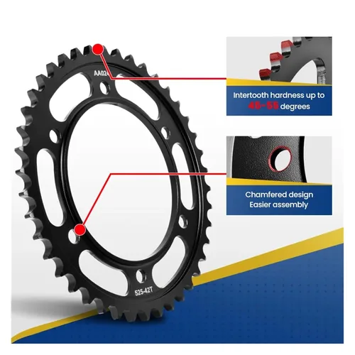 Vista 4 de Front Rear Sprocket Compatible with Yamaha MT/FZ/FJ-07/08/10 YZFR7 YZF690 XTZ690 XSR700 MTN1000 XTZ/YZF/XSR/MTN/MTM 690 700 850 890 1000 525(525 15T