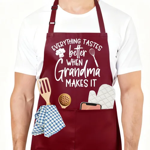 Vista 7 de Divertido delantal de cocina para mujeres y hombres, delantal de cocina para hornear con 2 bolsillos, lindo regalo de cumpleaños, Navidad, día