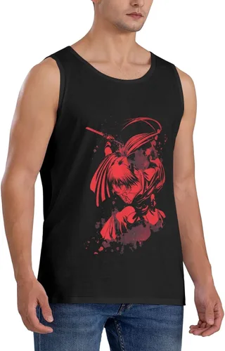 Vista 7 de Rurouni Kenshin - Camiseta sin mangas para hombre, camisetas sin mangas personalizadas para correr, entrenamiento, algodón, casual, color negro