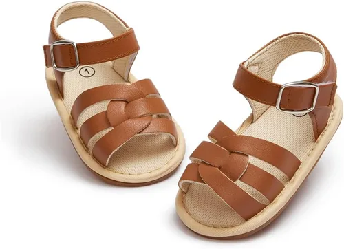 Vista 110 de Meckior Sandalias de verano con punta abierta y suave de piel sintética para bebés y niñas pequeñas