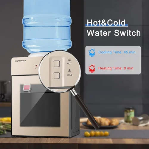 Vista 3 de Dispensador de agua de carga superior, dispensador de enfriador 3 en 1, mini máquina de agua de escritorio, dispensador de enfriador de agua de 3 a