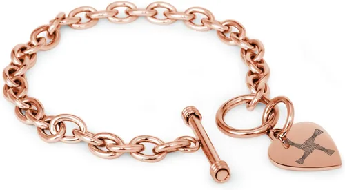 Vista 24 de Pulsera y Collar con Dijes de Símbolos de Corazón de Acero Inoxidable Solo pulsera de plata