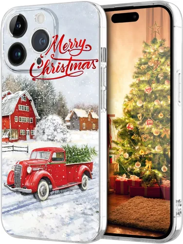 Vista 18 de Newseego Funda de Navidad para iPhone 13, Serie Linda a Prueba de Golpes Anti-Amarillo PC Duro + Parachoques TPU Cubierta Protectora para Mujeres