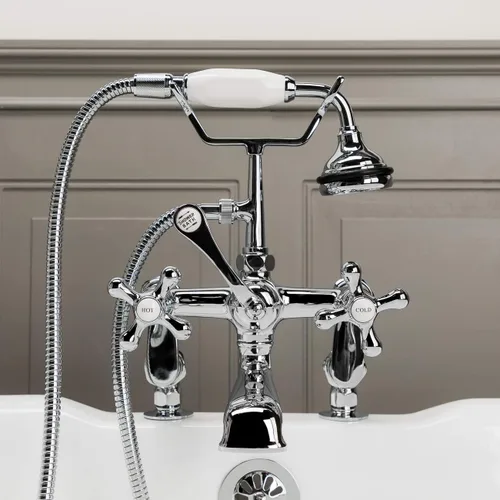 Vista 5 de Morris Randolph Rim Monte Inglés teléfono Clawfoot Tub llave con Handshower