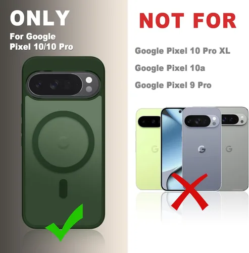 Vista 166 de Funda para Google Pixel 10 Pro XL, cubierta magnética mate, color negro Fit for MagSafe, Screen Protector included, Shockproof Military Grade