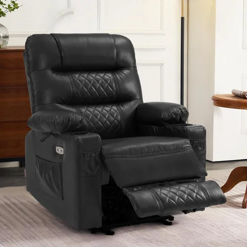 Vista 2 de MCombo PR621 Silla reclinable eléctrica de gravedad cero con calor y masaje PR621 (negro) Gravedad cero de 155°, puertos de carga USB y tipo C