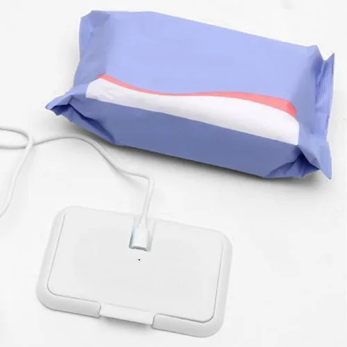 Vista 5 de Calentador de toallitas húmedas para bebés, calentador de toallitas USB portátil, calentador con luz nocturna integrada, acceso para el hogar