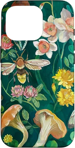 Vista 19 de Funda Boho Bee Greenery Luna Moth Vintage Botanical Mushroom para iPhone 13 Pro