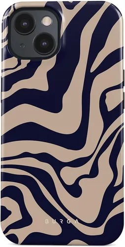 Vista 23 de BURGA-Funda p/teléfono compatible c/iPhone 14 Plus, carcasa rígida híbrida de 2 capas + Funda protectora de silicona, almendras latte a lunares