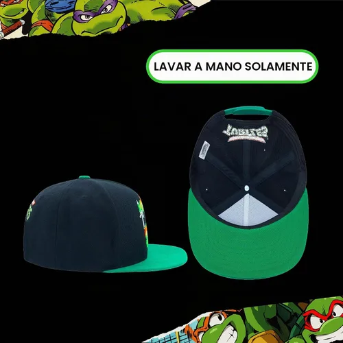 Vista 6 de Concept One Unisex Adult Teenage Mutant Ninja Turtles Baseball Cap, TMNT Adult Skater Snapback Baseball Hat with Flat Brim Negro