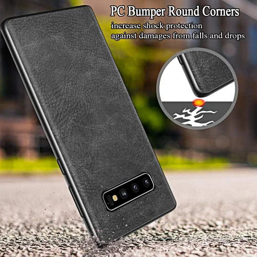 Vista 7 de Funda para Samsung Galaxy S10 Plus, piel sintética delgada, a prueba de golpes, ligera, de poliuretano termoplástico, carcasa protectora híbrida