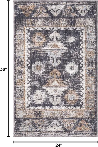 Vista 2 de Unique Loom Eco Southwestern Collection - Alfombra rectangular de 2 pies x 3 pies 0 pulgadas, color gris carbón/marfil