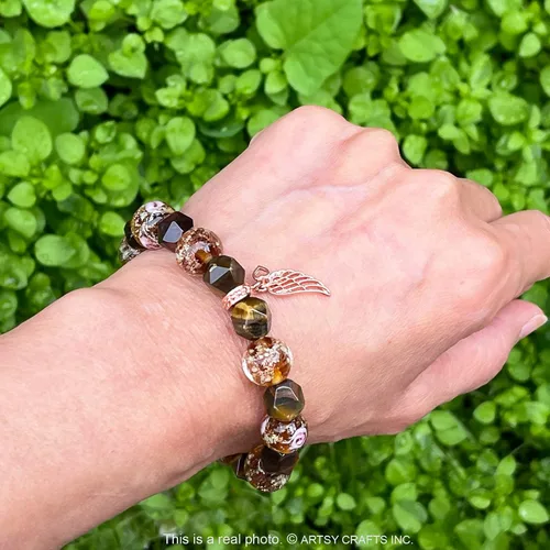 Vista 6 de ARTSY Crafts Glow in the Dark Firefly Beads + Natural Gemstone Bracelets, Handmade in USA