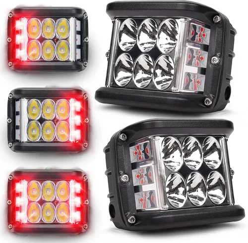 Vista 9 de Luces Pod Laterales Direccionales de 4 Pulgadas, Luces LED Estroboscópicas Azules de Cubo de Doble Cara para Granja, Tractor, Arado, Camión, Barco