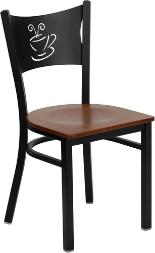 Vista 11 de Flash Furniture HERCULES Series Silla de restaurante de metal con respaldo de café negro - Asiento de vinilo burdeos Asiento de vinilo borgoña/marco