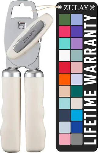 Vista 32 de Zulay Kitchen Abrelatas manual de acero inoxidable resistente con abridor de botellas, abrelatas manual a prueba de óxido con perilla giratoria