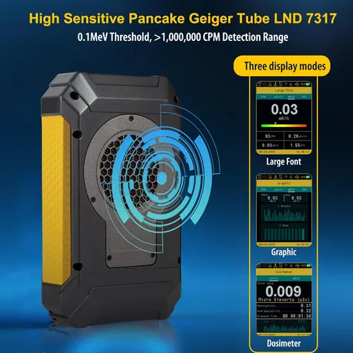 Vista 3 de GQ 600 PRO Contador Geiger Detector de Radiación Nuclear – Dosímetro para Alfa, Beta, Gamma, Rayos X – Monitor de Radiación Portátil con Datos