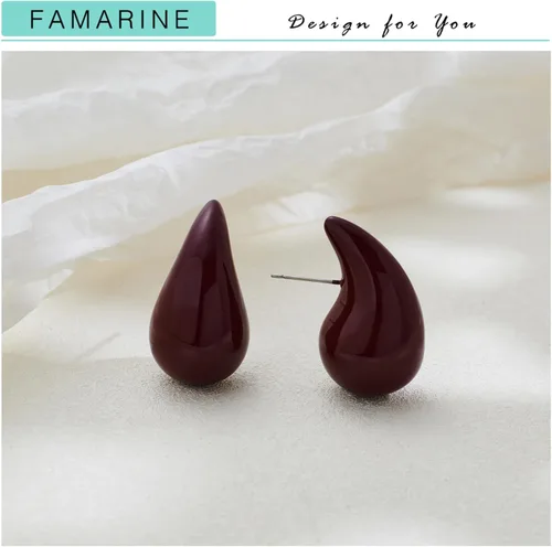 Vista 5 de FAMARINE Aretes de oro con forma de gota de agua para mujer, aretes grandes de oro con forma de lágrima