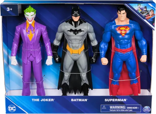 Vista 2 de DC Comics - Juego de figuras de acción de Batman, Superman & The Joker, paquete de 3