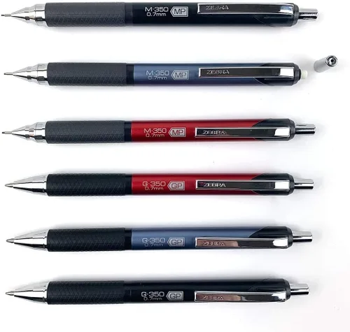 Vista 6 de Zebra Pen Paquete de 2 bolígrafos de gel G-350, tinta negra, punta media de 0.028 in, barril de metal negro espacial premium, tinta de secado