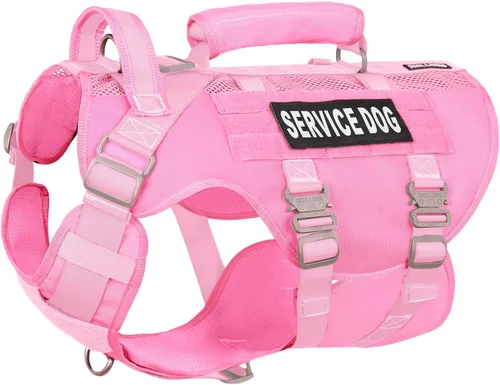 Vista 11 de Chaleco de servicio para perros grandes, arnés táctico marrón con Molle militar, malla transpirable y hebilla de metal de 1.49 oz - Talla M
