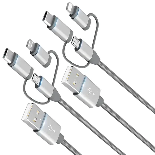 Vista 9 de Adaptador de cable de carga 3 en 1, Lightning certificado MFi de Apple, tipo C, cable micro USB, compatible con iPhone 16/15/14, iPad, Huawei, HTC