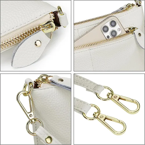 Vista 6 de YALUXE Clutch Wristlet - Cartera de piel auténtica con bloqueo RFID y cadena de hombro