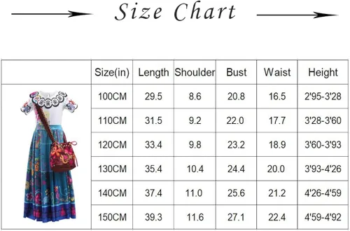 Vista 5 de Drofe Mirabel Dress Cosplay Costume Princess Dresses Outfits Halloween
